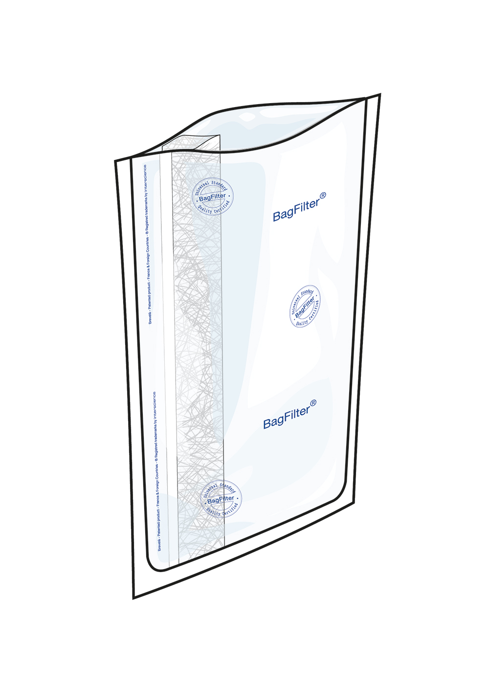 Sac stomacher 2000P 50x380mm, stérilel/25, BagFilter P, avec filtre lateral, idéal pour pipettes, Interscience