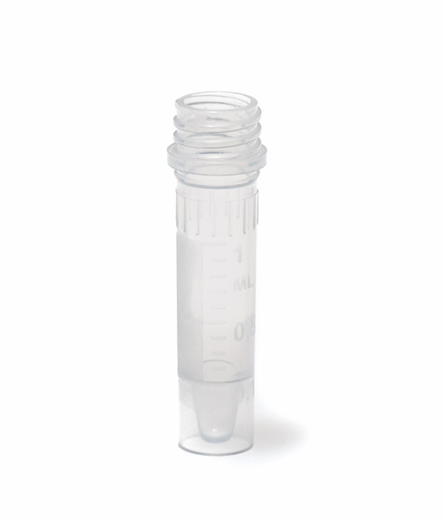 Microtube 1,5ml flat bottom, height 4,77cm + screw thread without cap, graduated BIOSIGMA