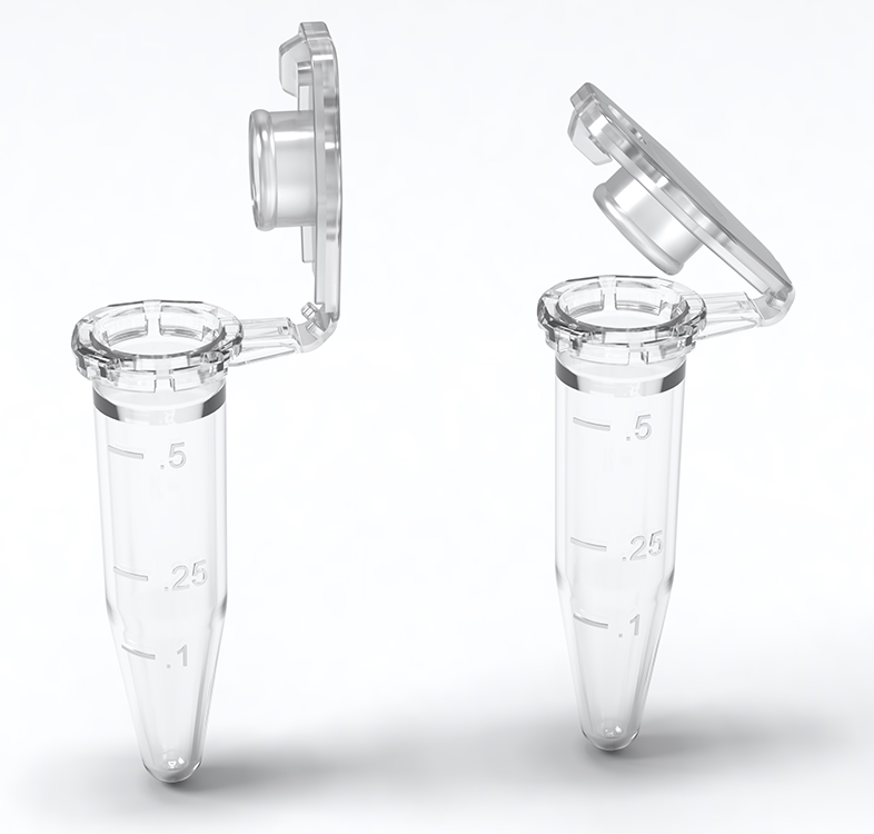 Clear-Lock microtube 0,5ml, with hinged lid, graduated, writing area, polypropylene, secure locking system