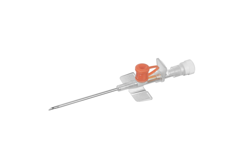 Clip ported safety IV catheter, 14G,  2,2x45mm, orange, Vigmed