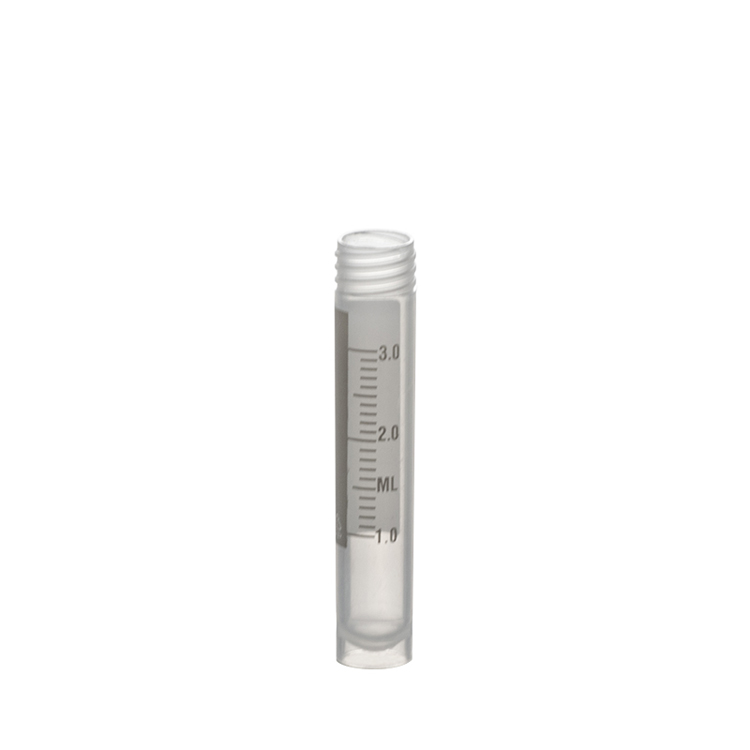 Sample tube 3ml, PP, flat bottom, graduation and white marking area, without cap, Simport