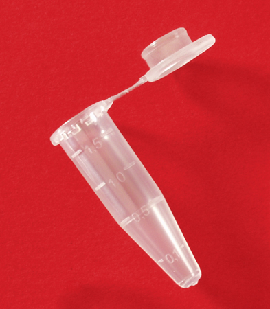 Tube type Eppendorf, 1.5ml, conique, PP, 40 x 10mm, transparent, avec couvercle et graduation, LP