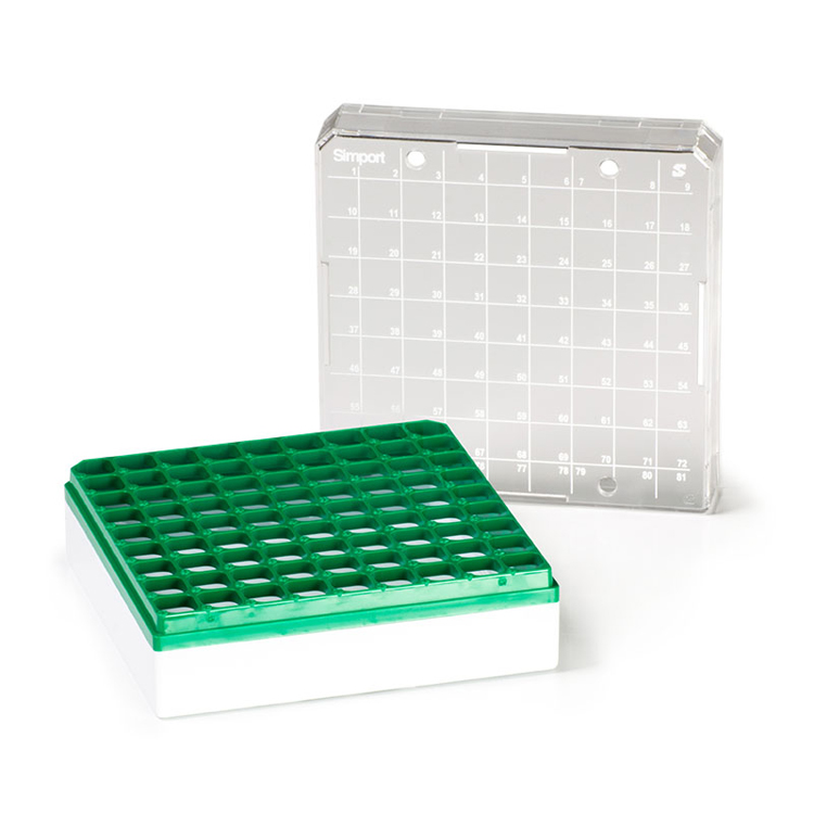 Cryo box 81 places, 133x133x52mm green, Simport