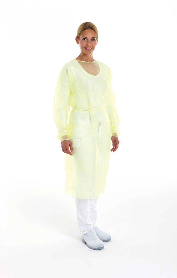 CMT pp non woven protection coat, yellow, latex free, regular weight (120cm)