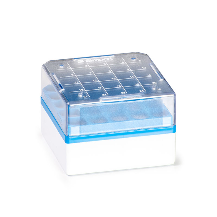 Cryo box 25 places, 76x72x54mm bleu, Simport