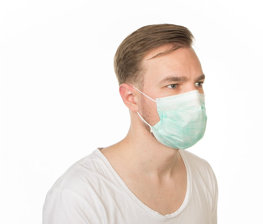 Surgical filter mask vert, 3-plis