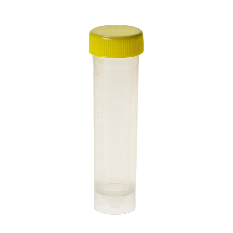 Tube 50ml 30x115mm plp stérile avec bouchon à vis jaune, Simport