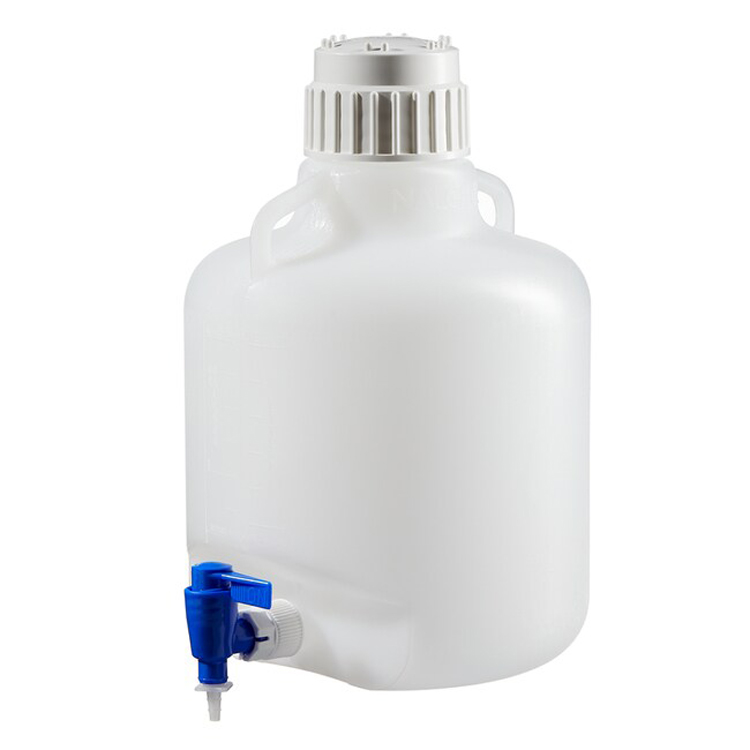 LDPE carboy 10L, 2 handles + tap and cap Nalgene