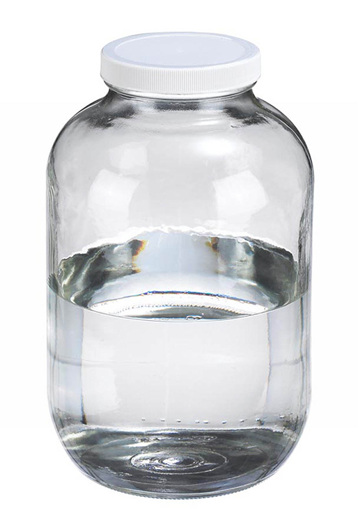 Pot à large ouverture, 4L, 157x258mm, verre soda lime, pas de vis 89-400, cap blanc en PTFE, Wheaton