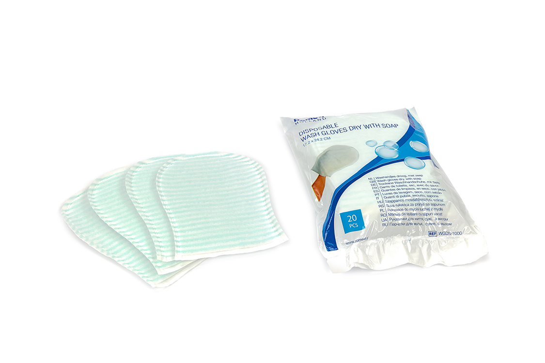 Wash glove dry with soap, white, 17 x 24,2cm