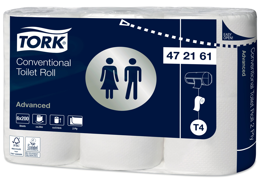 Tork gerecycleerd toiletpapier op rol, 2 lagen, 24m x 9.4cm, ecolabel