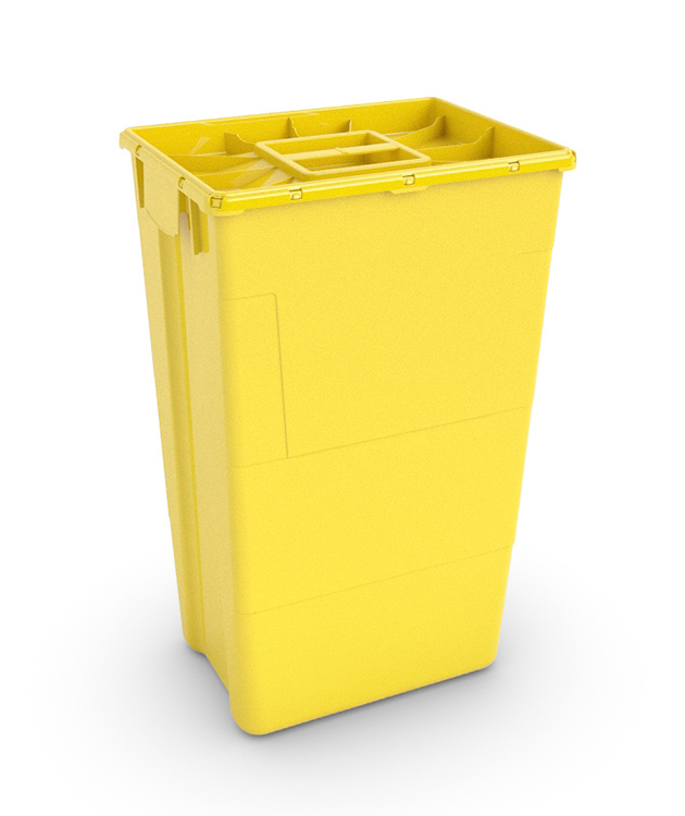 Waste container Evo60 mono, jaune, 60L, 40x30xH65cm, couvercle simple, AP Medical