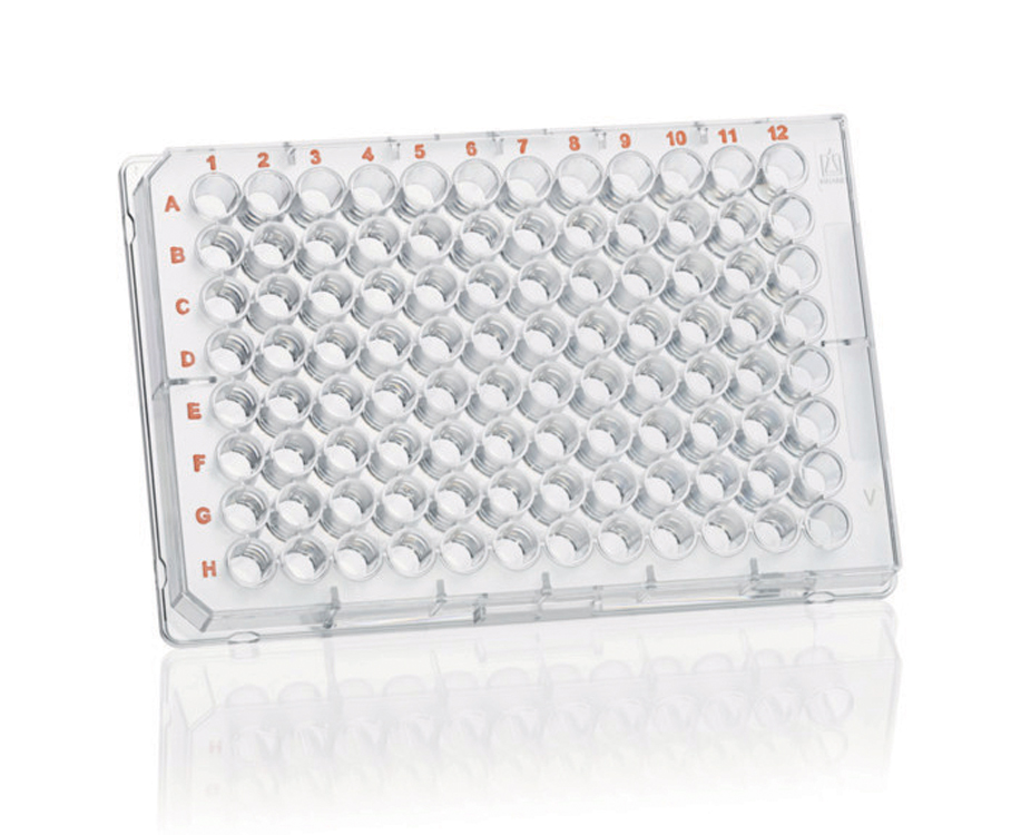 Plaque microtitre 96 V-well cellGrade 330µl, polystyrène, avec couvercle, stérile, Brand