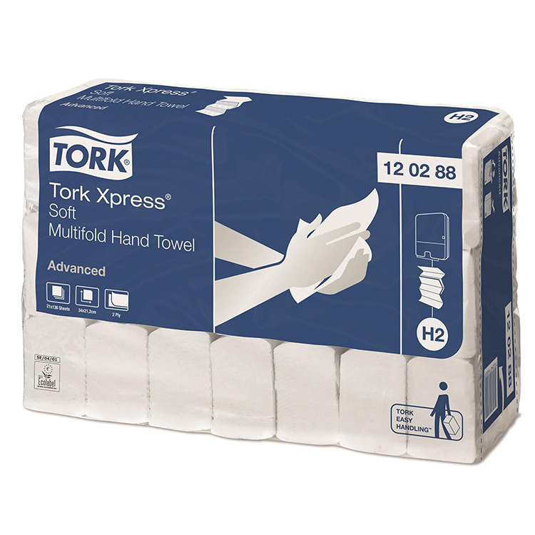 Chiffron Tork advance multifold soft, 21x34cm, 2-plis, 136pcs/ boîte, recyclable