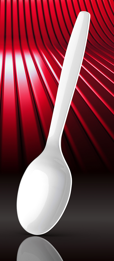 Spoon 150mm, white, sterile, individually packed, polystyrene