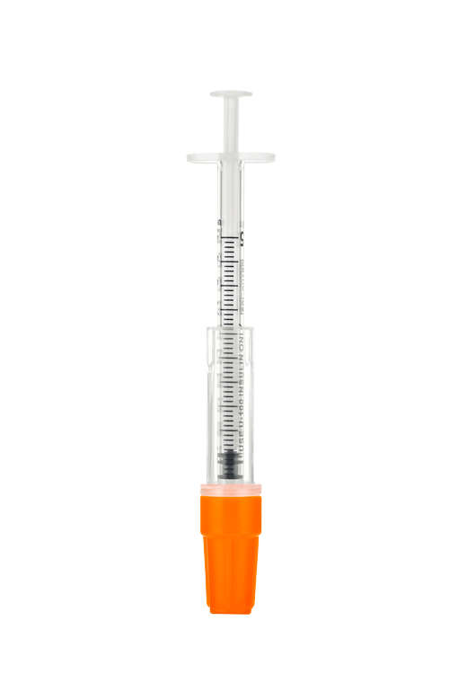 Sol-Guard insuline safety syringe, 0,5ml, 3-part syringe with needle 29G 1/2, Sol Millennium