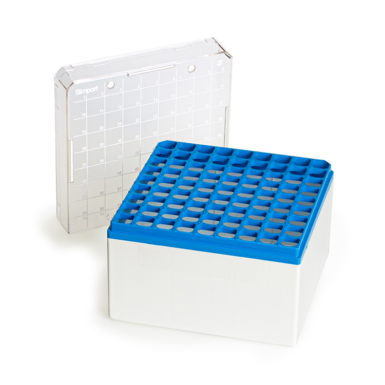 Storage box voor 81 buizen 3-5ml blauw, Simport