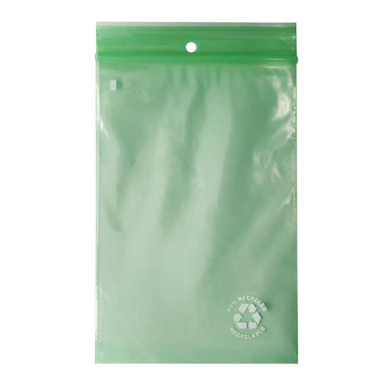 Bio sachet zipper, 230x320mm, 50 micron, vert, recyclable