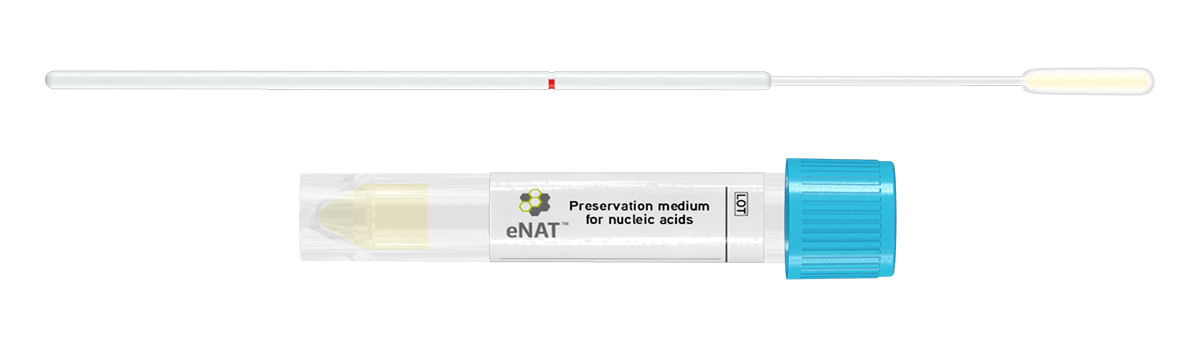 ENat tube transparency 1ml 12x80+ bouchon à vis, mini flocked swab, Copan