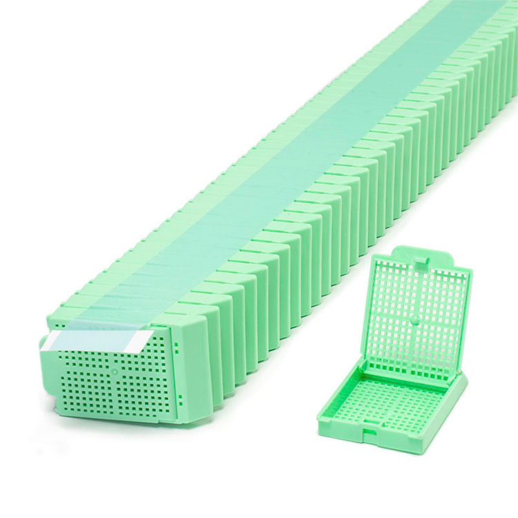 Histosette ll quickload stackable biopsy cassette +lid green, Simport