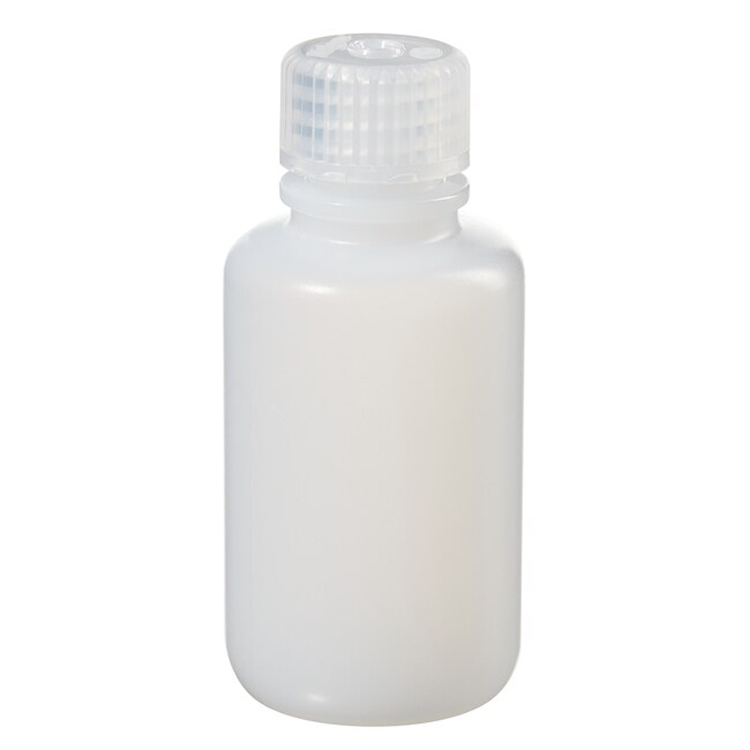 Fles rond smalle hals HDPE 60ml + schroefstop PP Nalgene