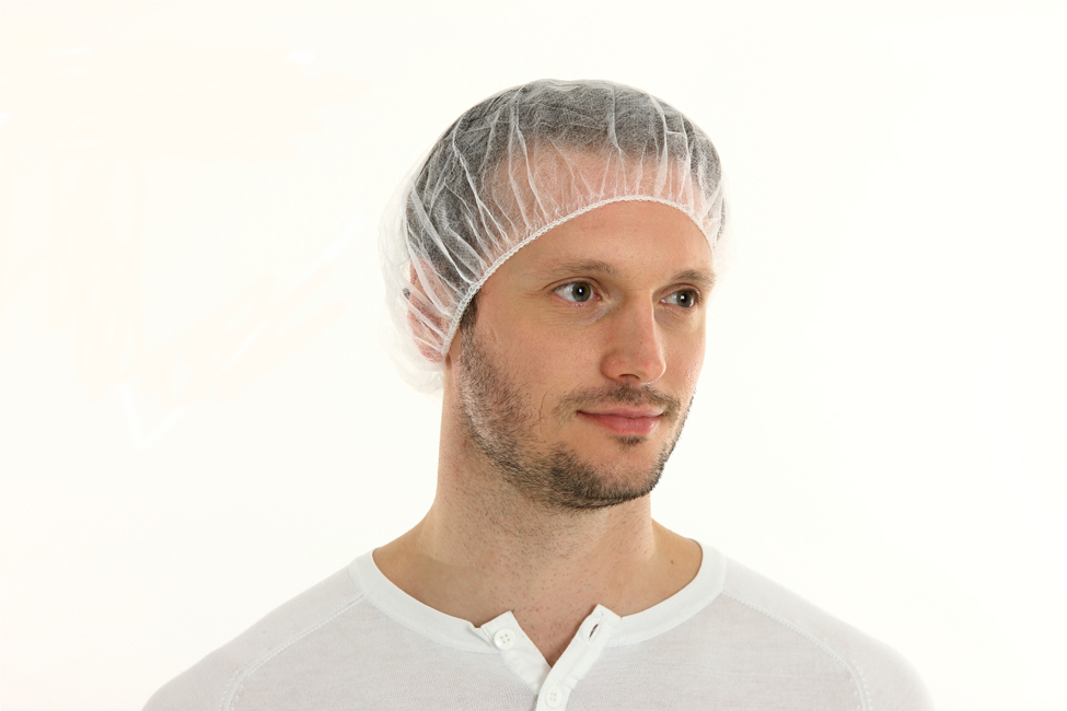 CMT hair net (bouffant cap- charlotte cap), pp non woven, white, large (ca 53cm)