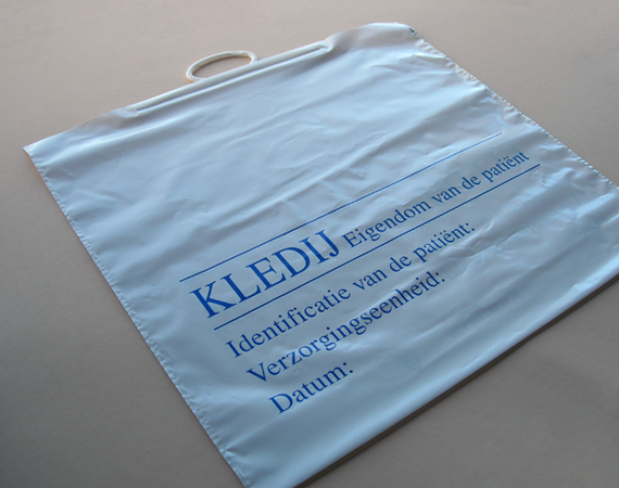 Bag patients clothing, dutch print, 550x500mm, with strengthened handle in plp