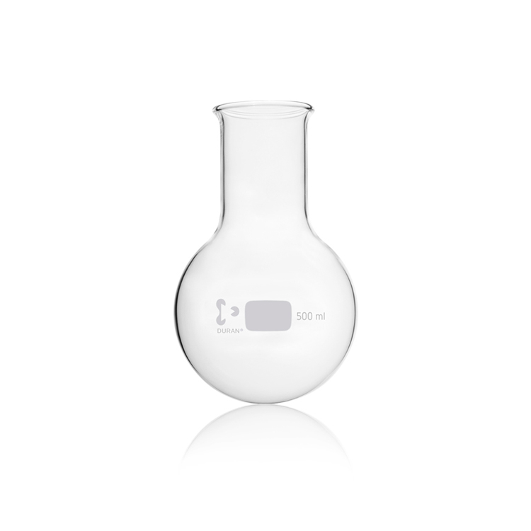 Round bottom flask with wide neck and beaded rim 500ml Duran