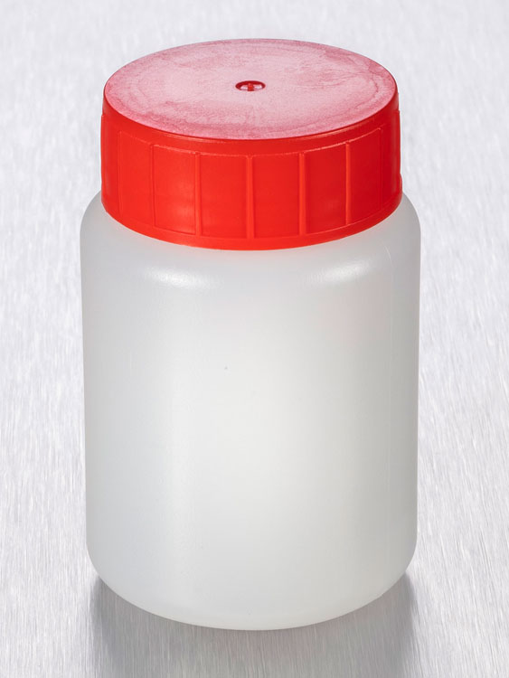 Pot 100ml HDPE round  + screw cap with wad red, Gosselin