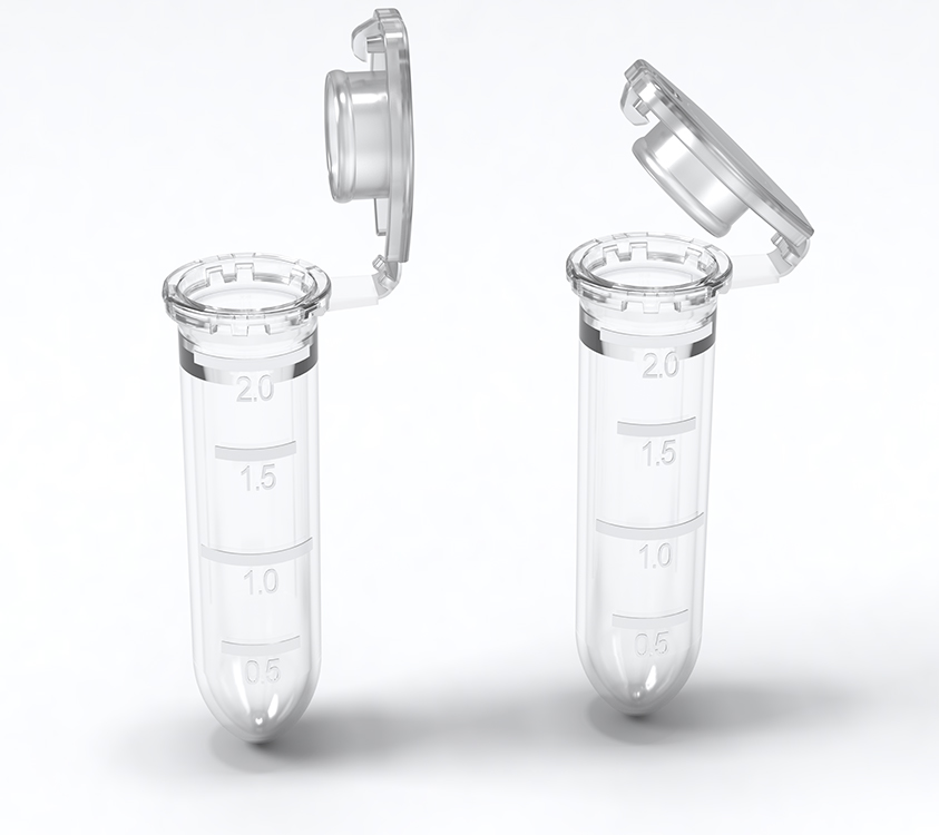 Clear-Lock microtube 2ml, sterile, with hinged lid, graduated, writing area, polypropylene, secure locking system