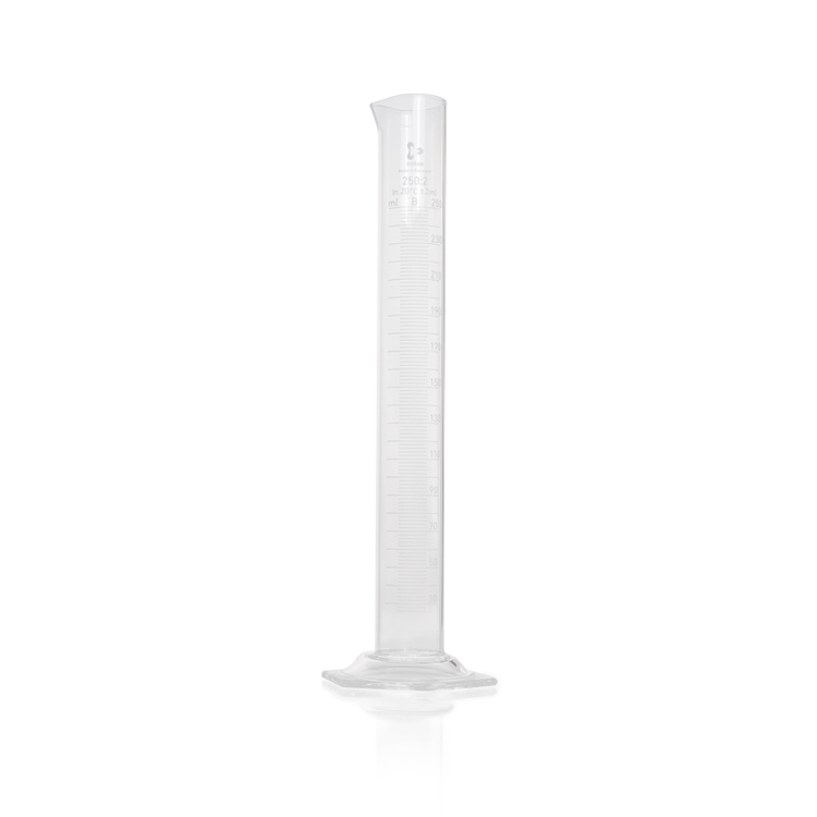 Measuring cylinder, hexagonal base with spout and graduation 250ml Duran