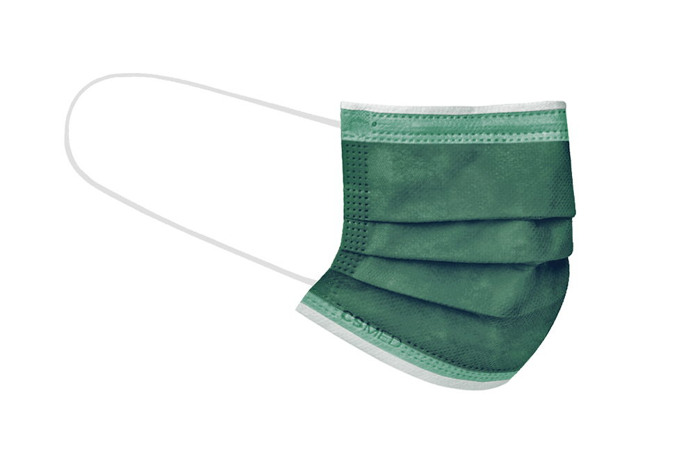 Mouth mask for kinderen, with elastics, Green type IIR, CE, single packed sterile in blister