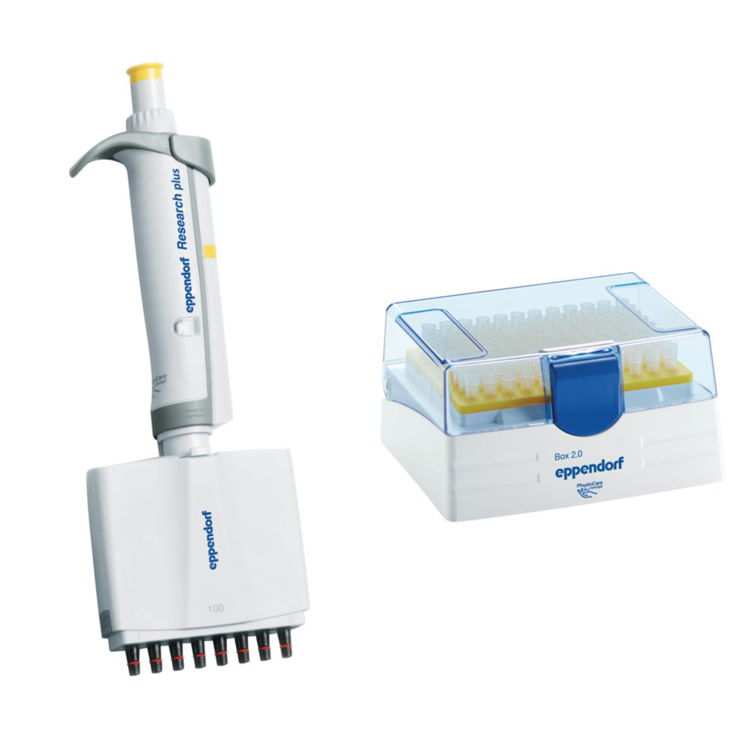 Research plus G, 8-channel, variable, 10-100µL, yellow, incl. epT.I.P.S. Box, Eppendorf