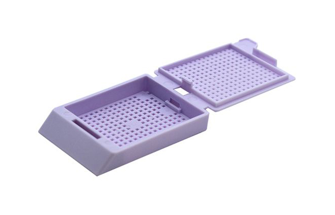 System III Biopsy cassette, with hinged lid, preloaded, lavender, Cellpath, for Primera/Diapath printer