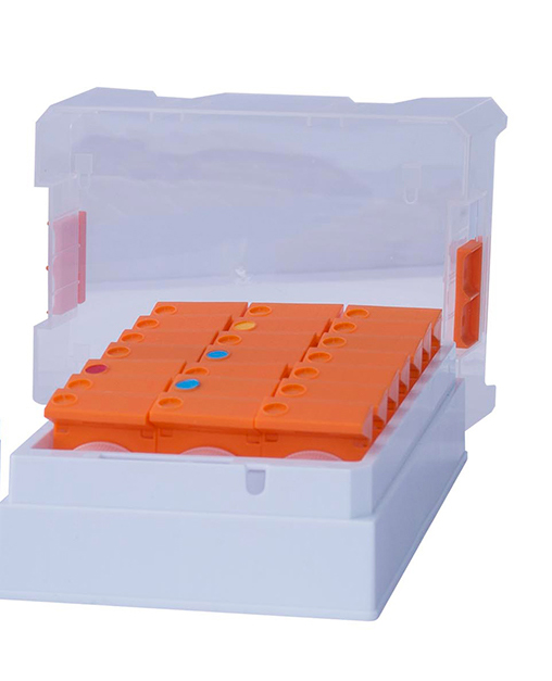 CryoSette storage box for 21 cryosette samples, white, with lock lid, autoclavable, Simport