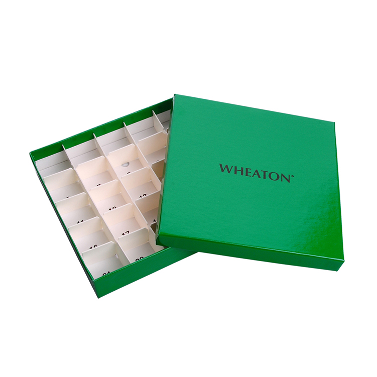 CryoELITE® Tissue vial box with lid, green, 130x130x25mm, numbered, Wheaton