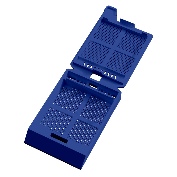 System III Micro Biopsy cassette, with hinged lid, preloaded, dark blue, Cellpath, for Primera/Diapath printer