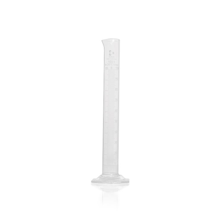 Measuring cylinder, hexagonal base with spout and graduation 100ml Duran