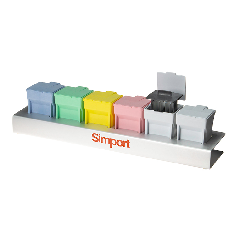 Easy dip slide staining kit with 6 staining boxes and 1 rack 426x102x38mm , Simport