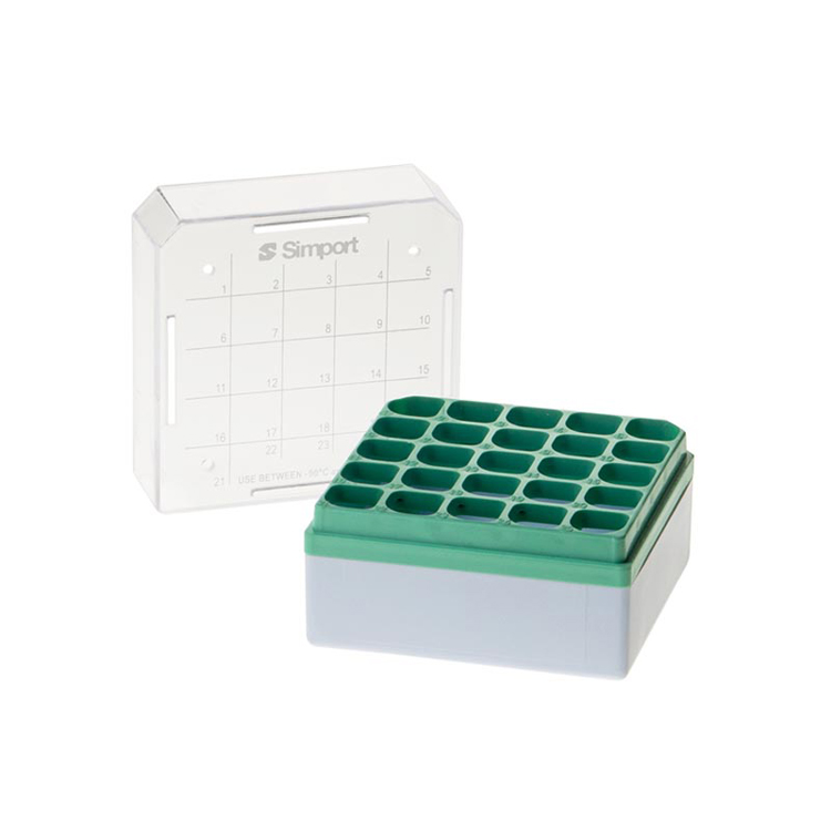 Storage box for 25 tubes 1-2ml green, Simport