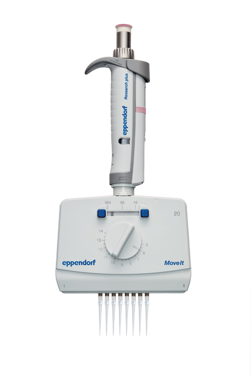 Research plus Move it, 8-channel, variable, 1-20µl, rose clair, Eppendorf