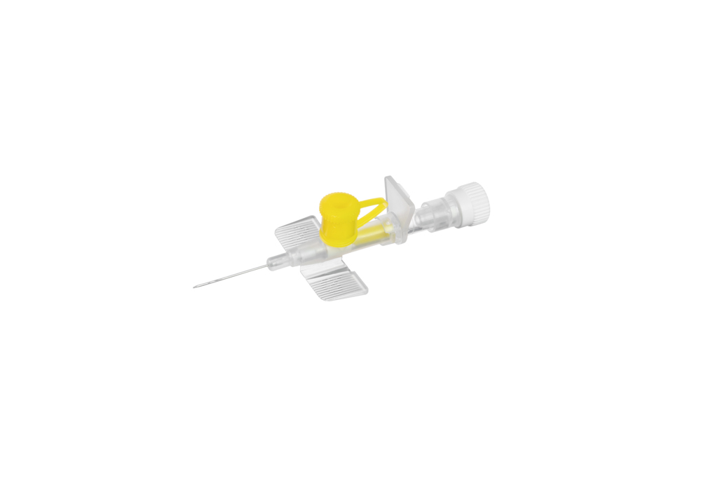 Clip safety IV catheter PUR met poort, 24G,  0,7x19mm, geel, Vigmed