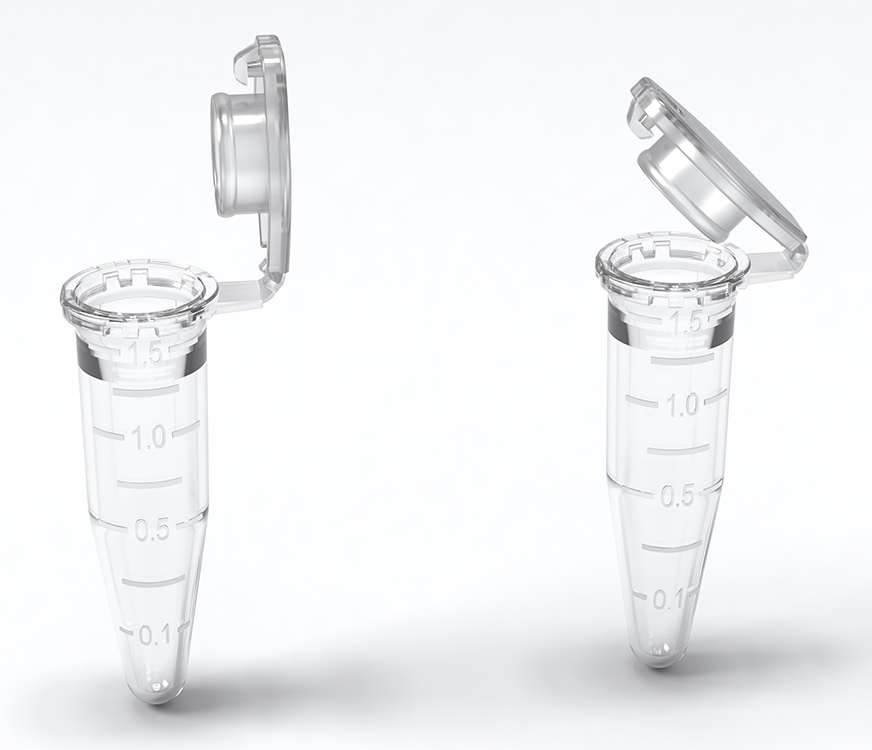 Clear-Lock microtube 1,5ml, sterile, with hinged lid, graduated, writing area, polypropylene, secure locking system