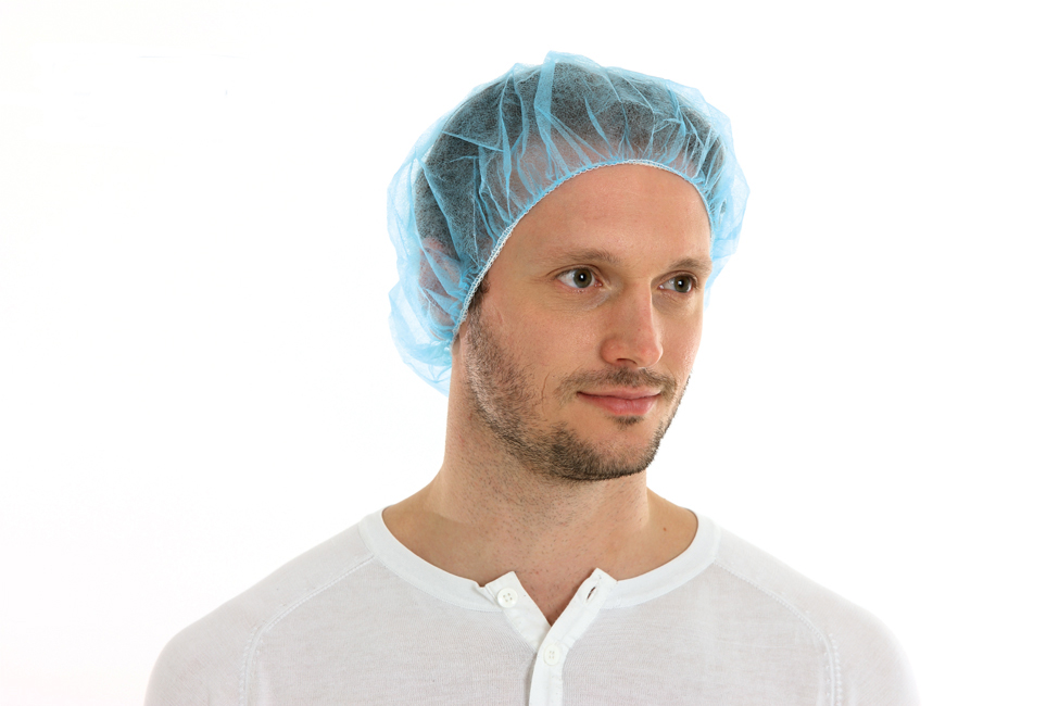 CMT hair net (bouffant cap- charlotte cap), pp non woven, blue, medium (ca 50cm)