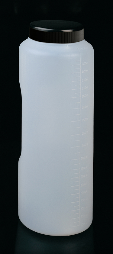 24H urine bottle 2L natural HDPE + black cap + topet + handle Deltalab