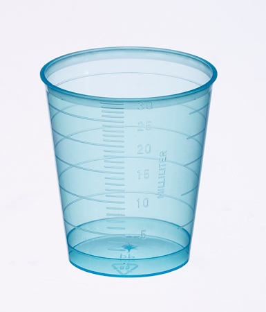 Medicine cups 25ml without lid, PP, blue, Bottger