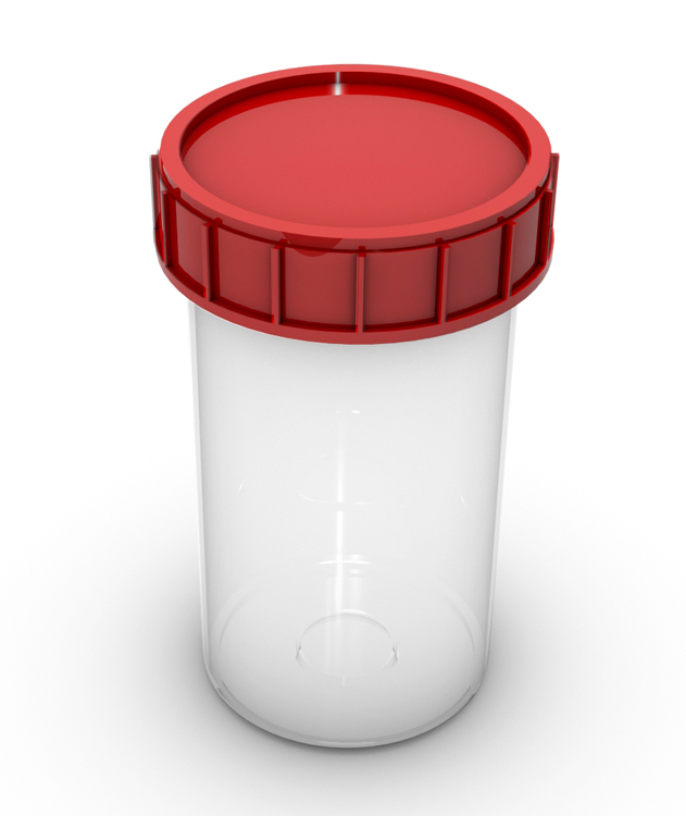 180ml beaker in polypropylene, with red screwcap, straight, non mounted Noex