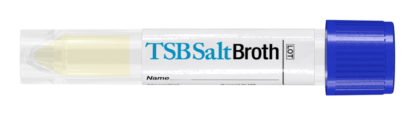 TSBSalt Broth, 2mL TSB Medium + 2.5% NaCl in 12x80mm tube, bleu foncé, Copan