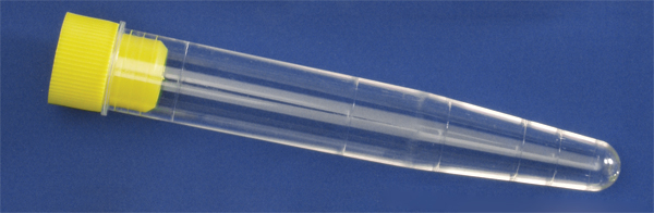 Tube 10ml, 100 x 16mm, PS, conical bottom, with rim, graduation, with pressure cap, gamma irradiated, LP