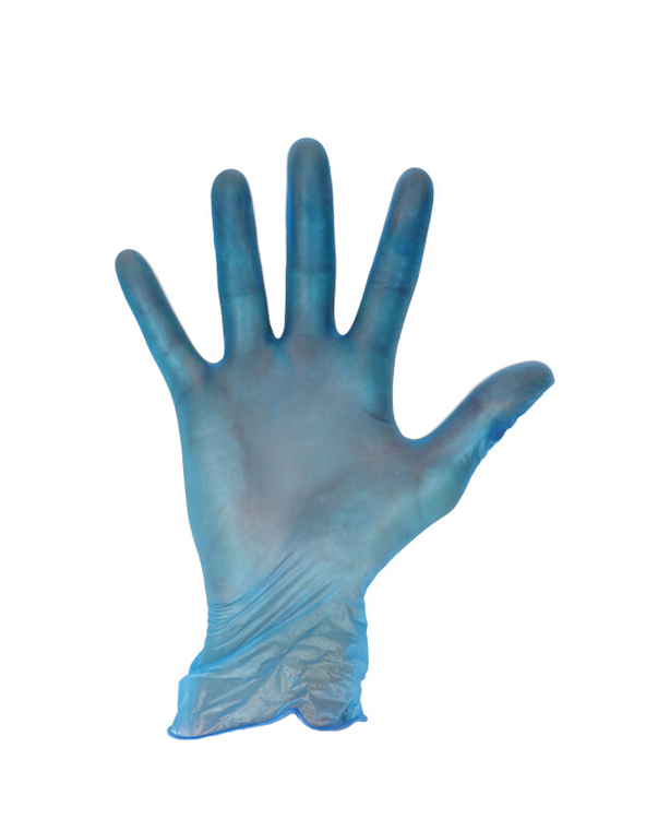 Handschoen vinyl, gepoederd, blauw, MEDIUM